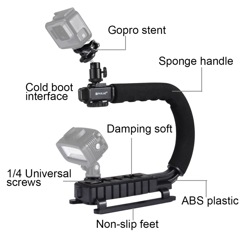 C-Förmiger Handheld Kameragriff Stabilisator Halterung für GoPro / Digitalkamera / Camcorder mit 1/4