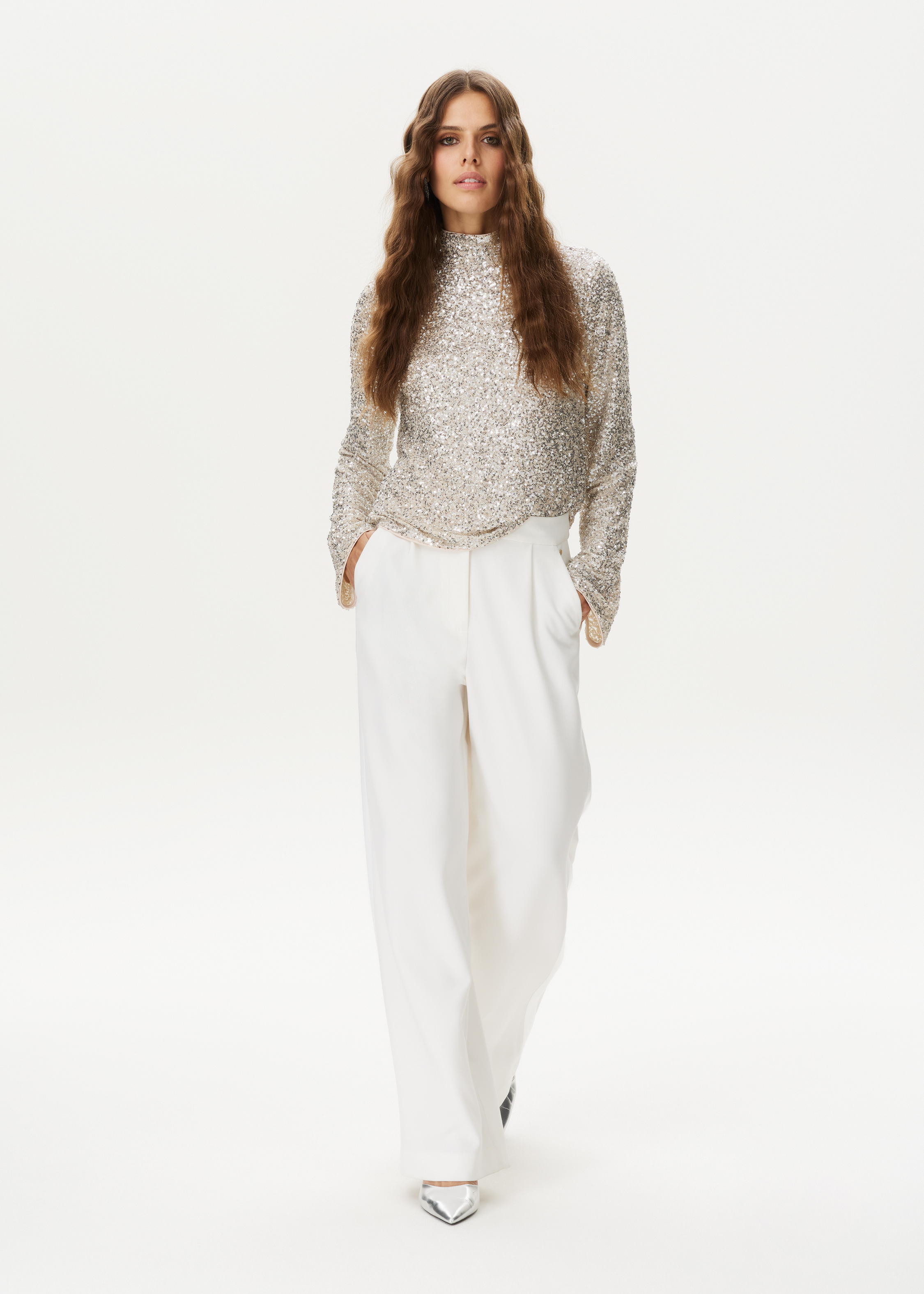 Sequins Mock Neck Tee