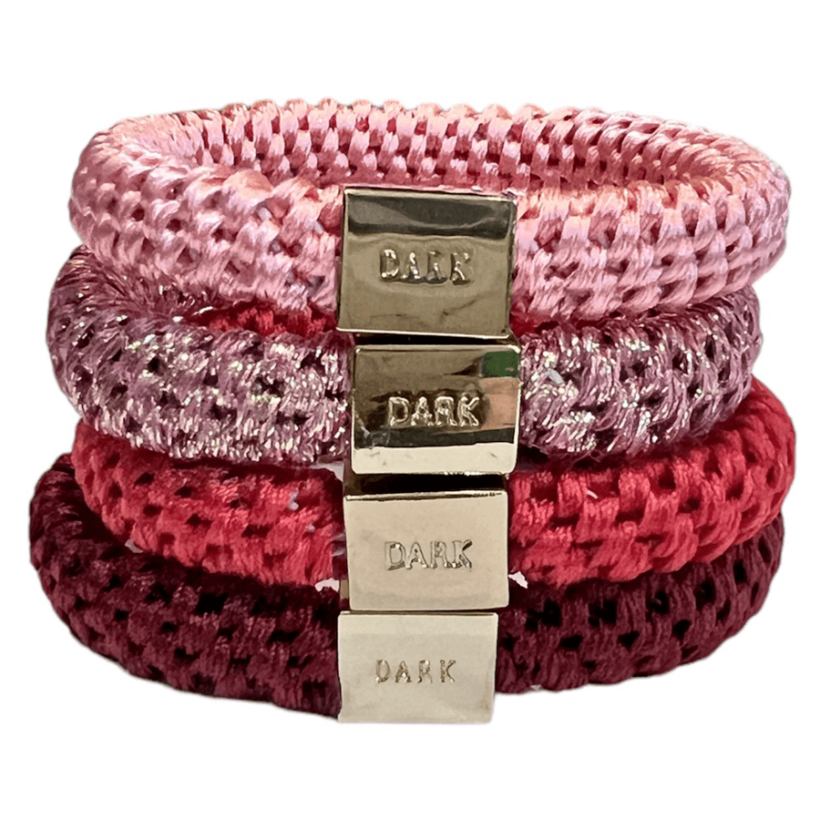 DARK Fat Hair Ties Red 4pcs