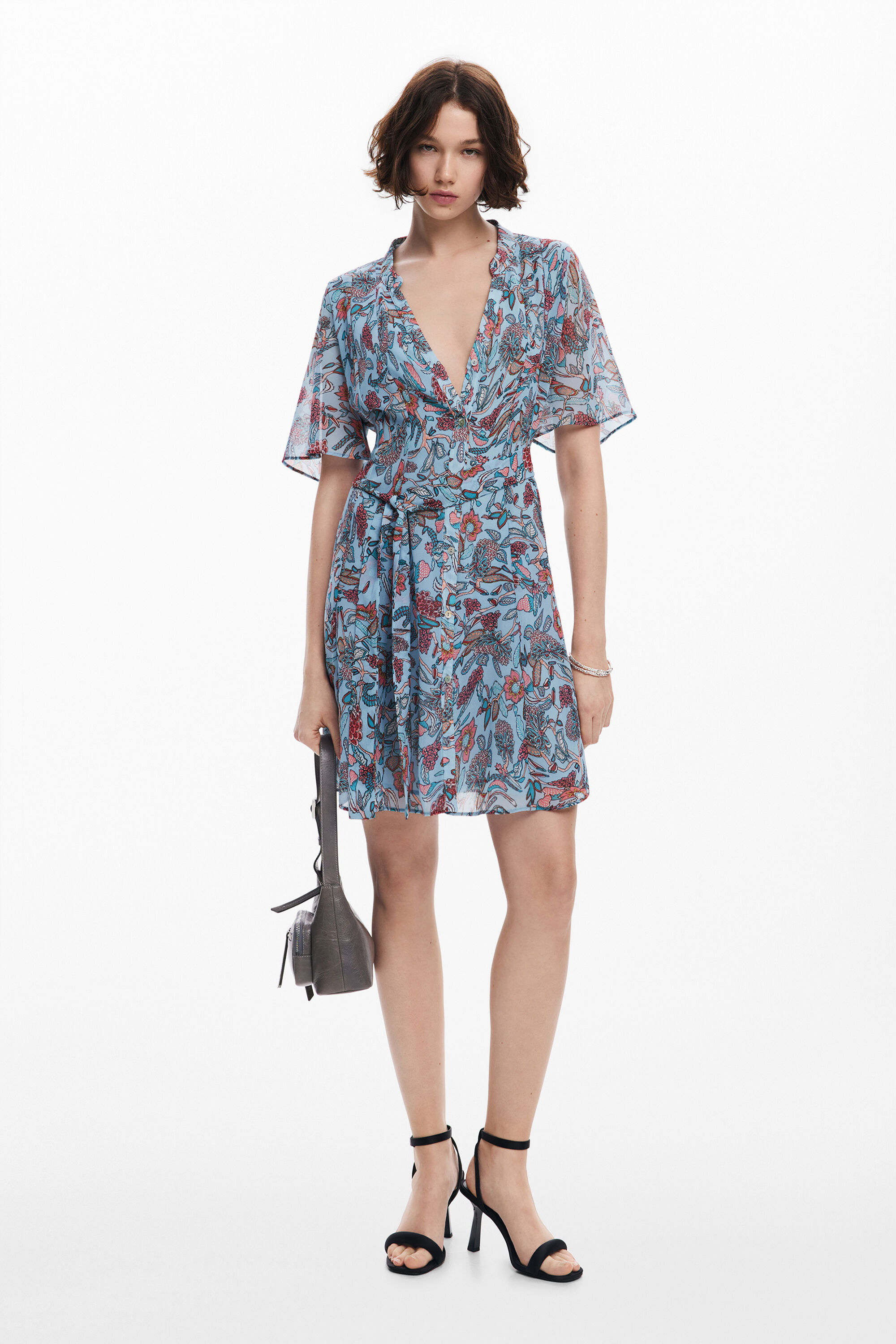 Vestido midi com estampa floral