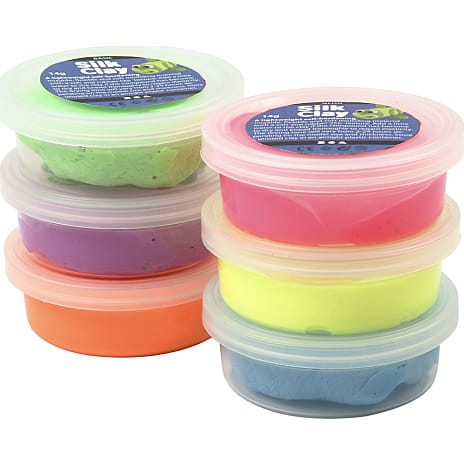 Silk clay, 6x14 g, neon farver