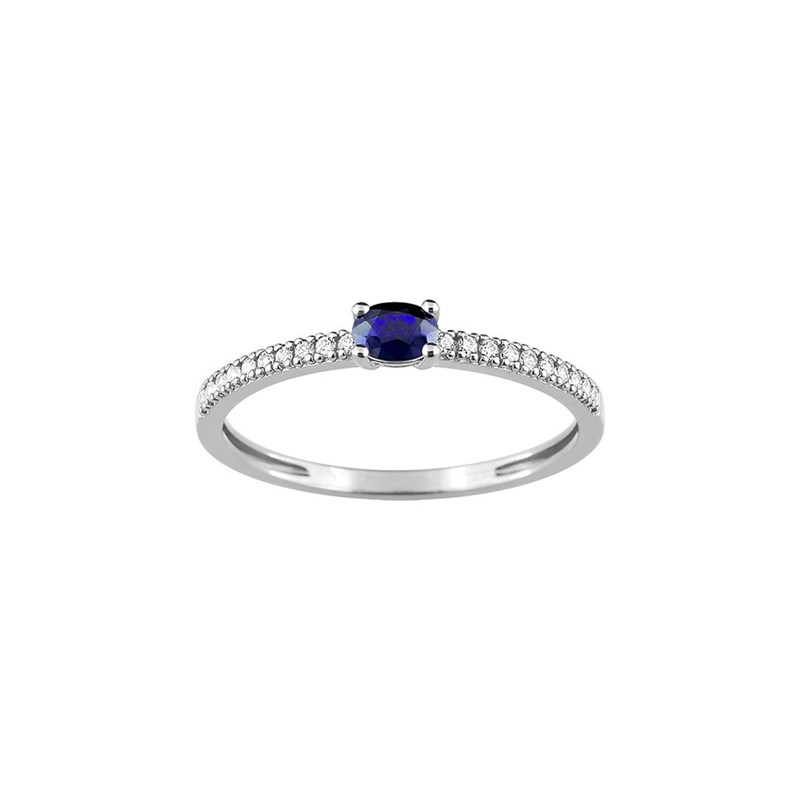 Bague Femme - Saphir - Oxyde de zirconium - Or 9 Carats