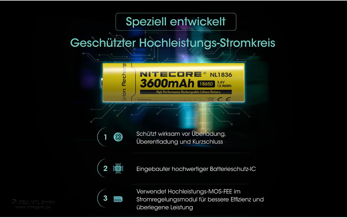 Akku NL1836 Li-Ion Typ 18650 3600 mAh, 1 StückLi-Ion Akku