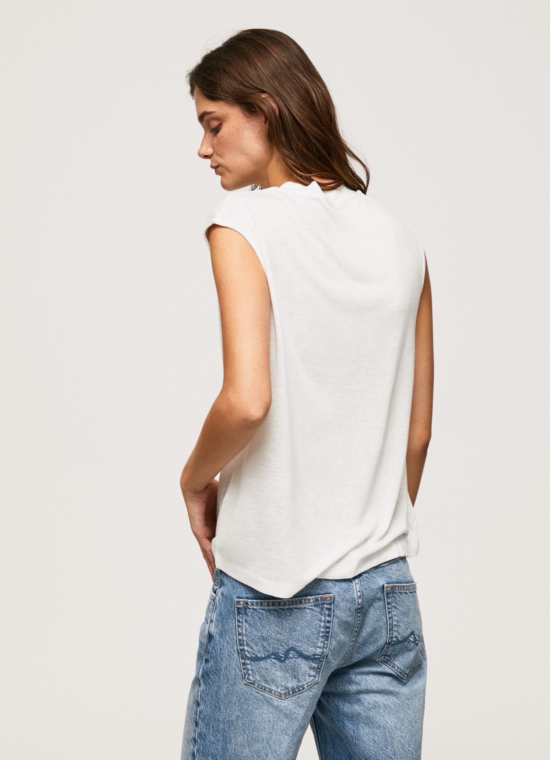 Camiseta sem mangas com logotipo - branca