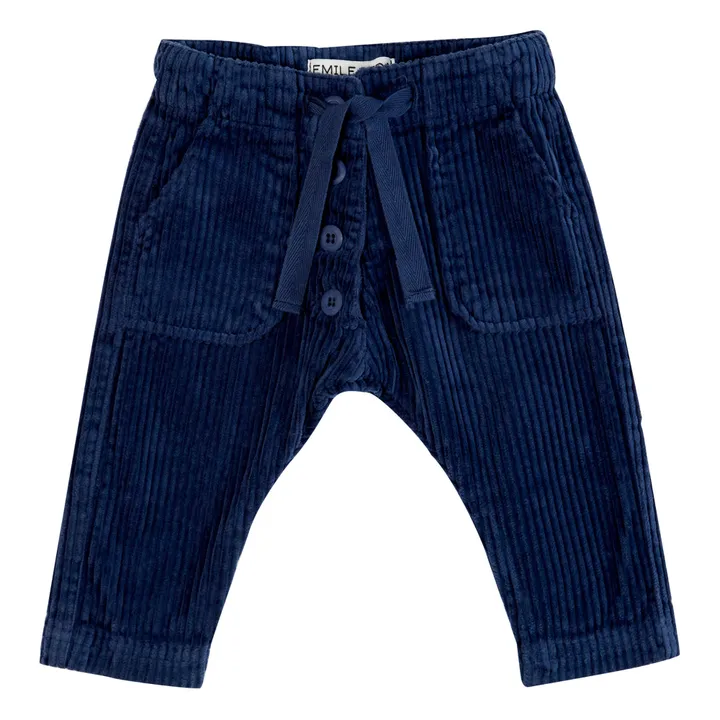Emile et Ida Pantalon Velours Côtelé Boutonné | Bleu nuit