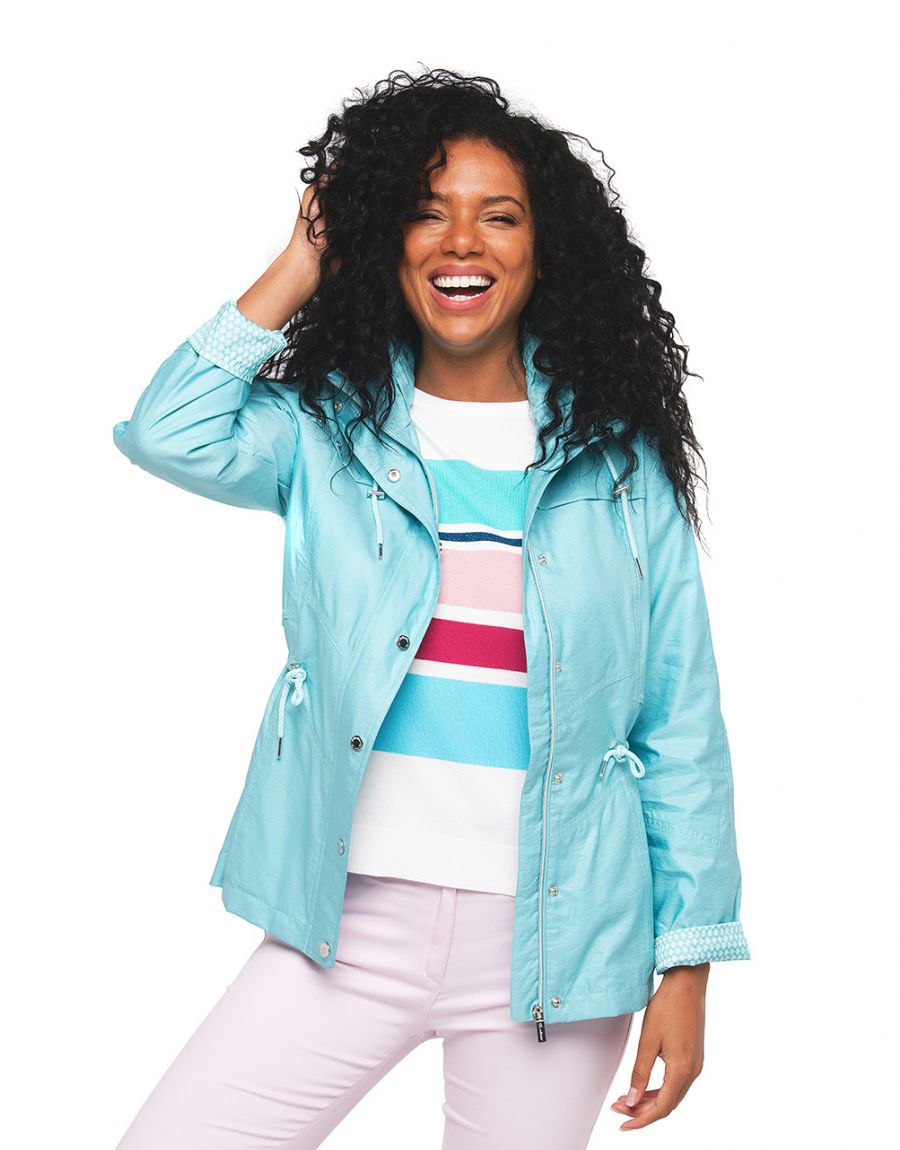 Parka courte turquoise