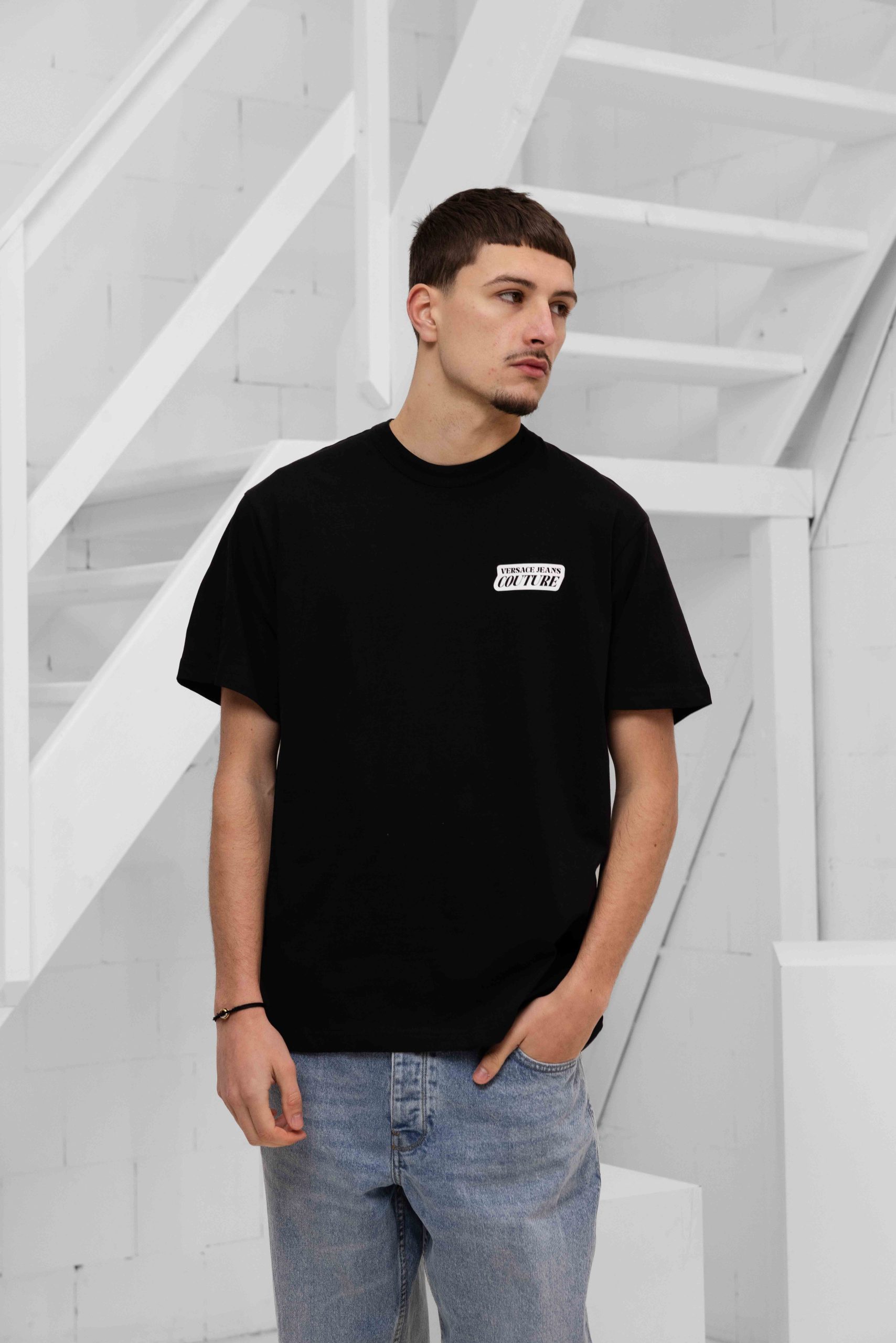 Versace Jeans Couture Square Logo Print T-Shirt Heren Zwart