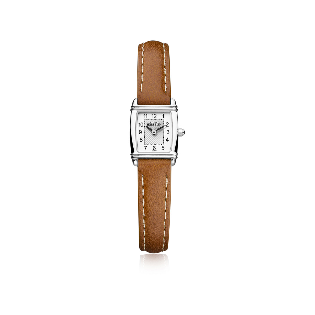 Montre HERBELIN Art Déco acier bracelet cuir gold