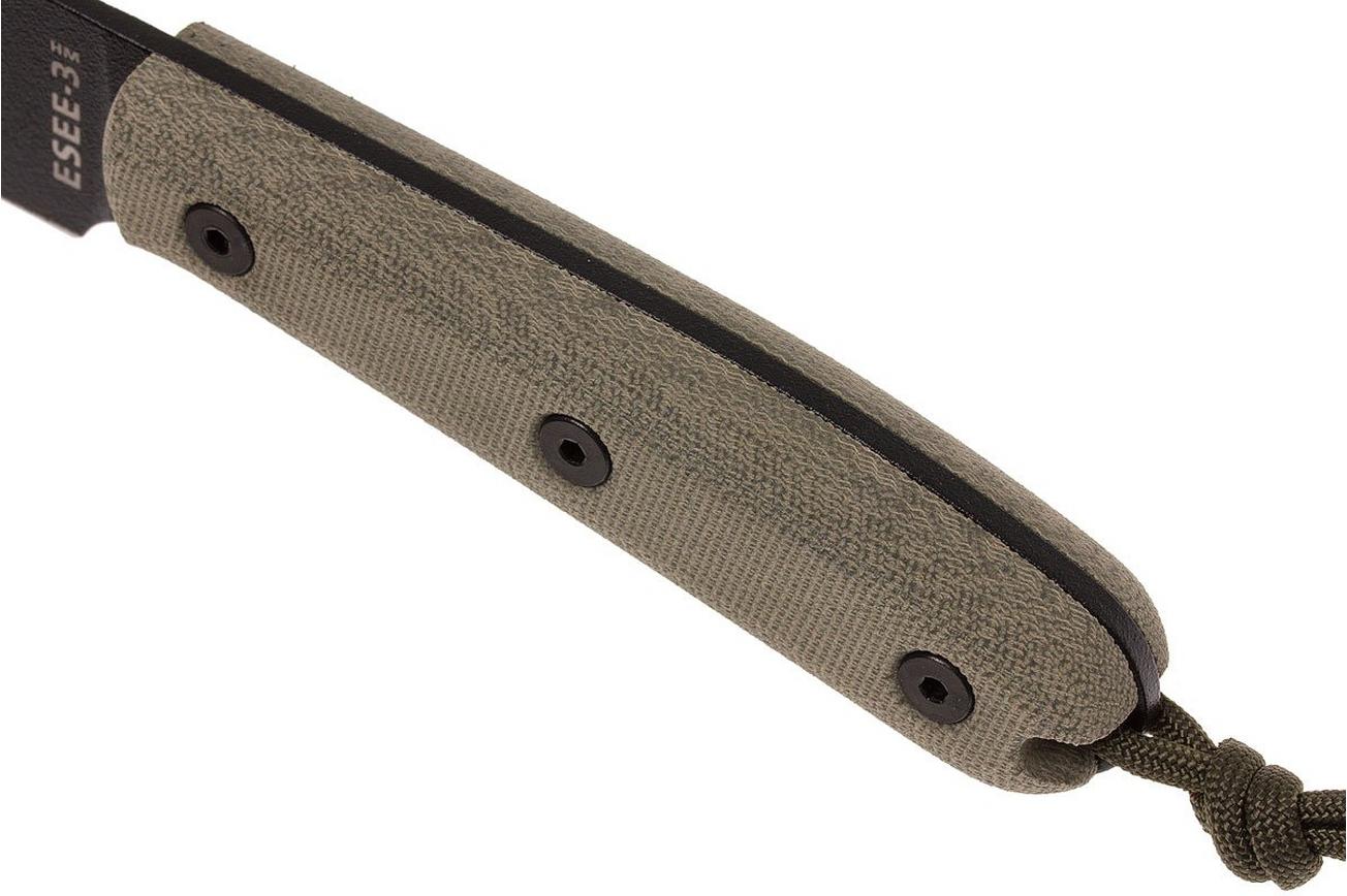 ESEE Model 3HM bushcraftmes Modified Handle, lederen schede