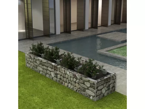 Lit surélevé à gabion Acier 360x90x50 cm