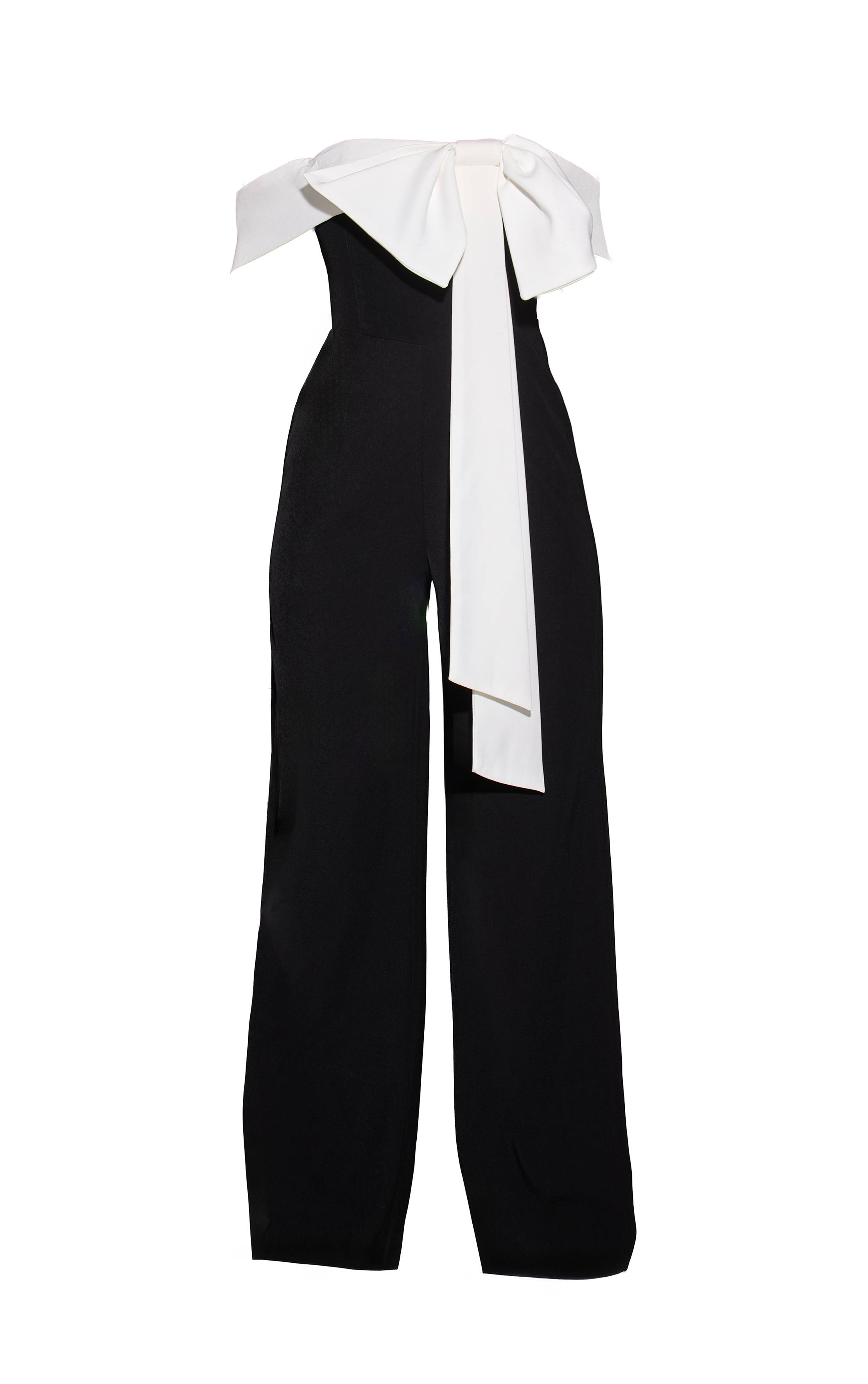 Noir Combinaison-pantalon Large Tissée Avec Nœud Contrasté