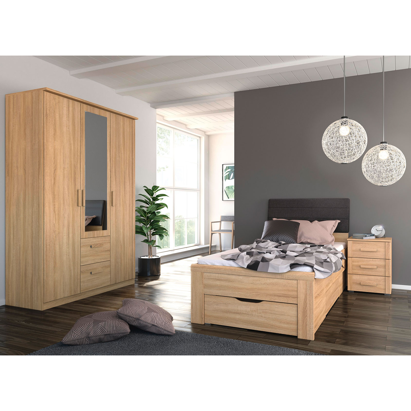 Komfort-Bettanlage - Sonoma Eiche - 100x200 cm