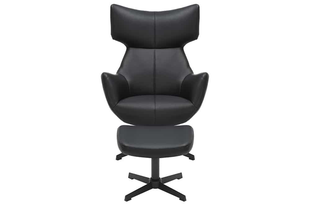 Drehbarer Sessel VOGUE schwarz Kunstleder Metallbeine mit Armlehne