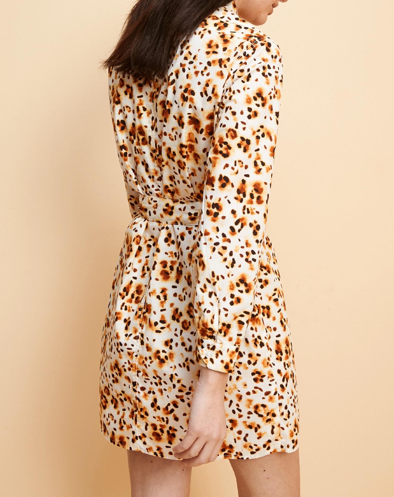 Cyrillus Robe-chemise imprimée Léopard écru/marron