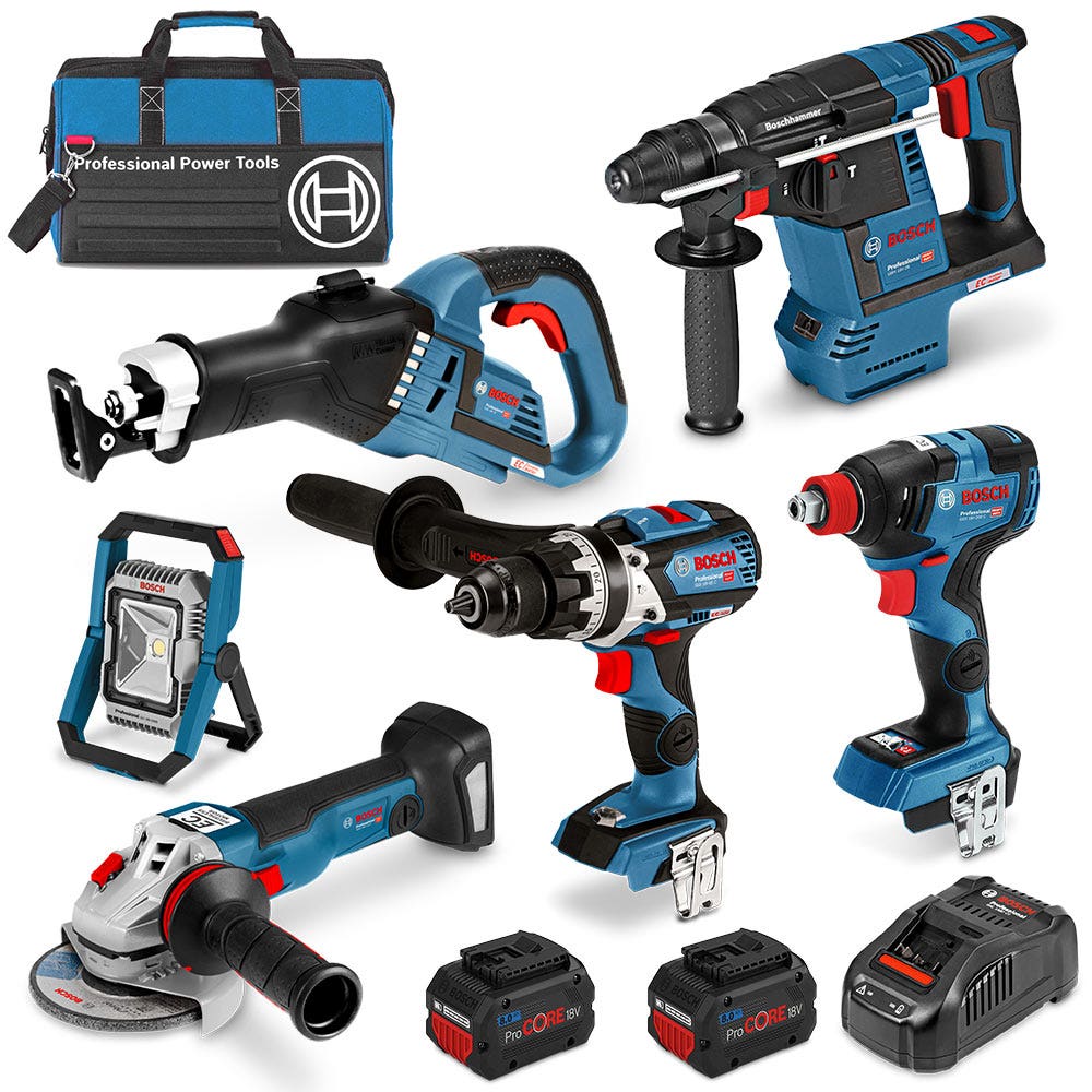 Kit combinado BOSCH Procore 18V Brushless de 6 peças com 2 baterias de 8,0Ah (código 0615990L26)
