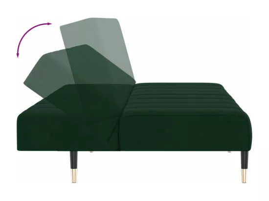 Canapé-lit à 2 places vert foncé velours