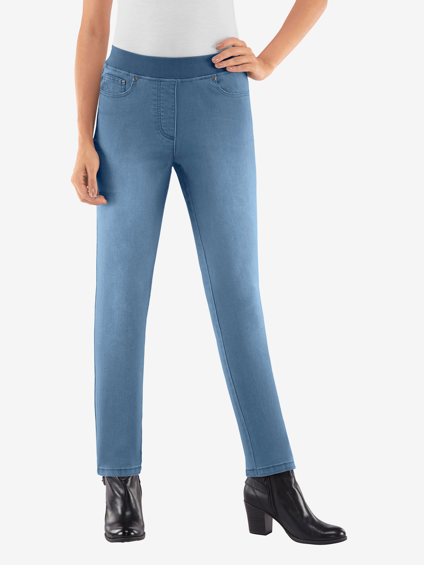 Jean femme confortable avec ceinture élastique