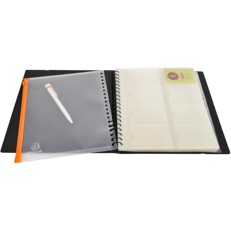 Porte cartes de visite Exacard à pochettes détachables 320 cartes Exactive® - 26,5x25cm - Noir