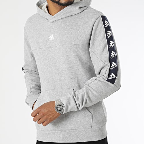 Sweat Capuche A Bandes BL IC6788 Gris Chiné
