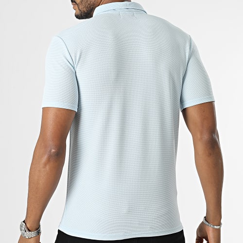 Polo Manches Courtes Col Zippé Bleu Ciel