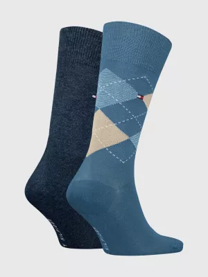 Pacote com 2 pares de meias clássicas com estampa de losangos.