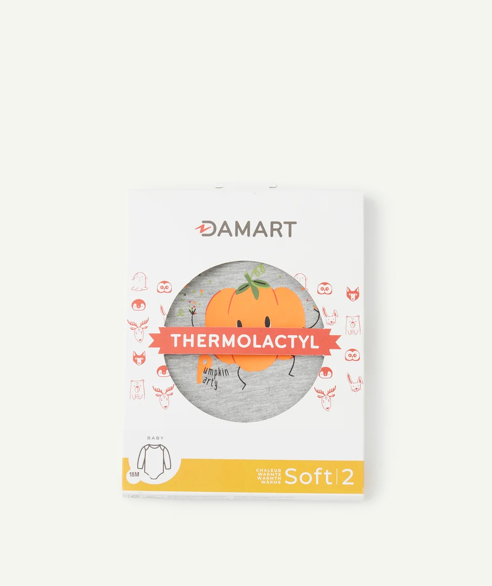 DAMARTBODY MANCHES LONGUES THERMOLACTYL GRIS CHINÉ AVEC MOTIF CITROUILLE