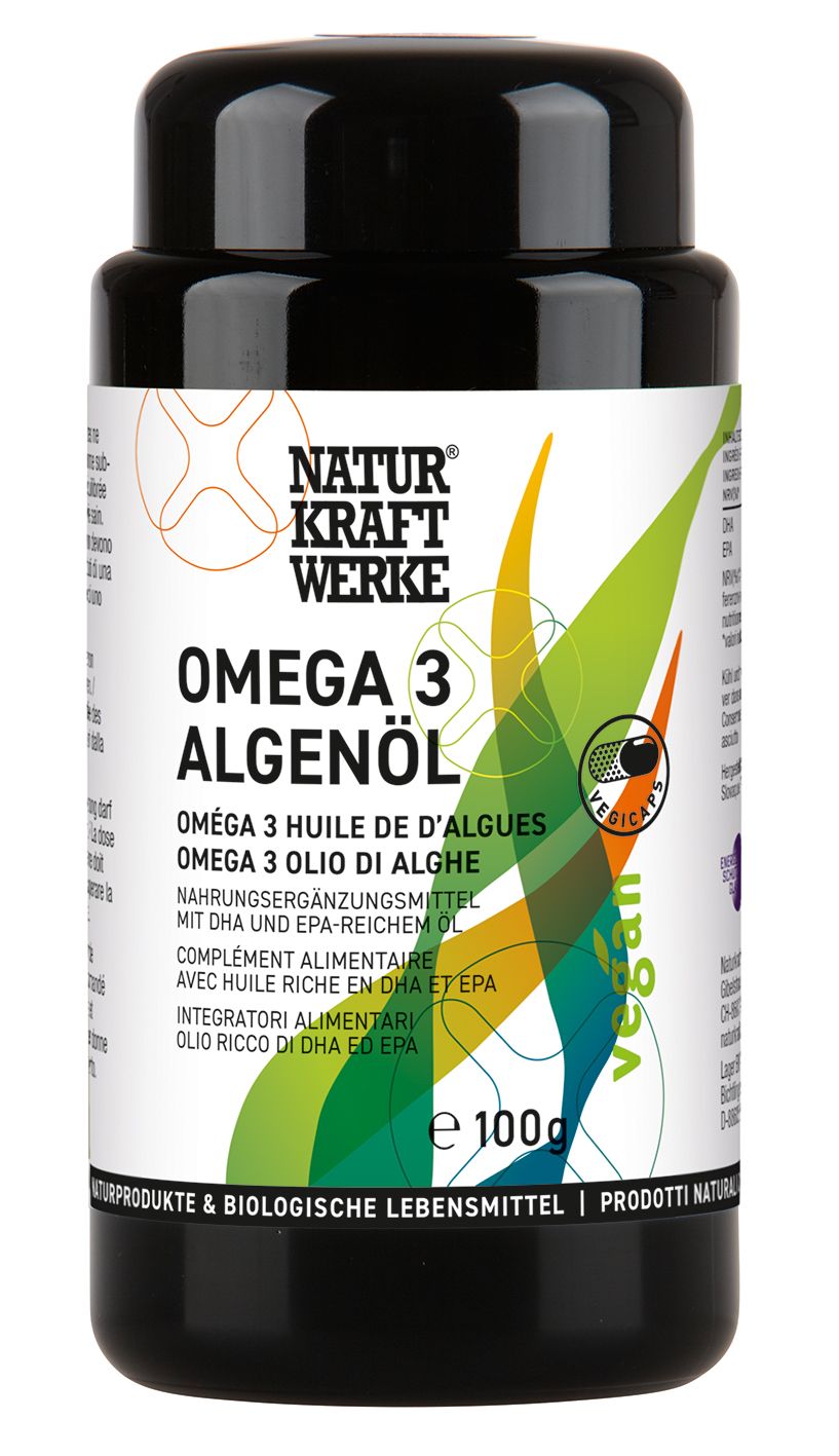 NATURKRAFTWERKE Omega 3 Algenöl Vegicaps<br>100 g, Glas, Kapsel