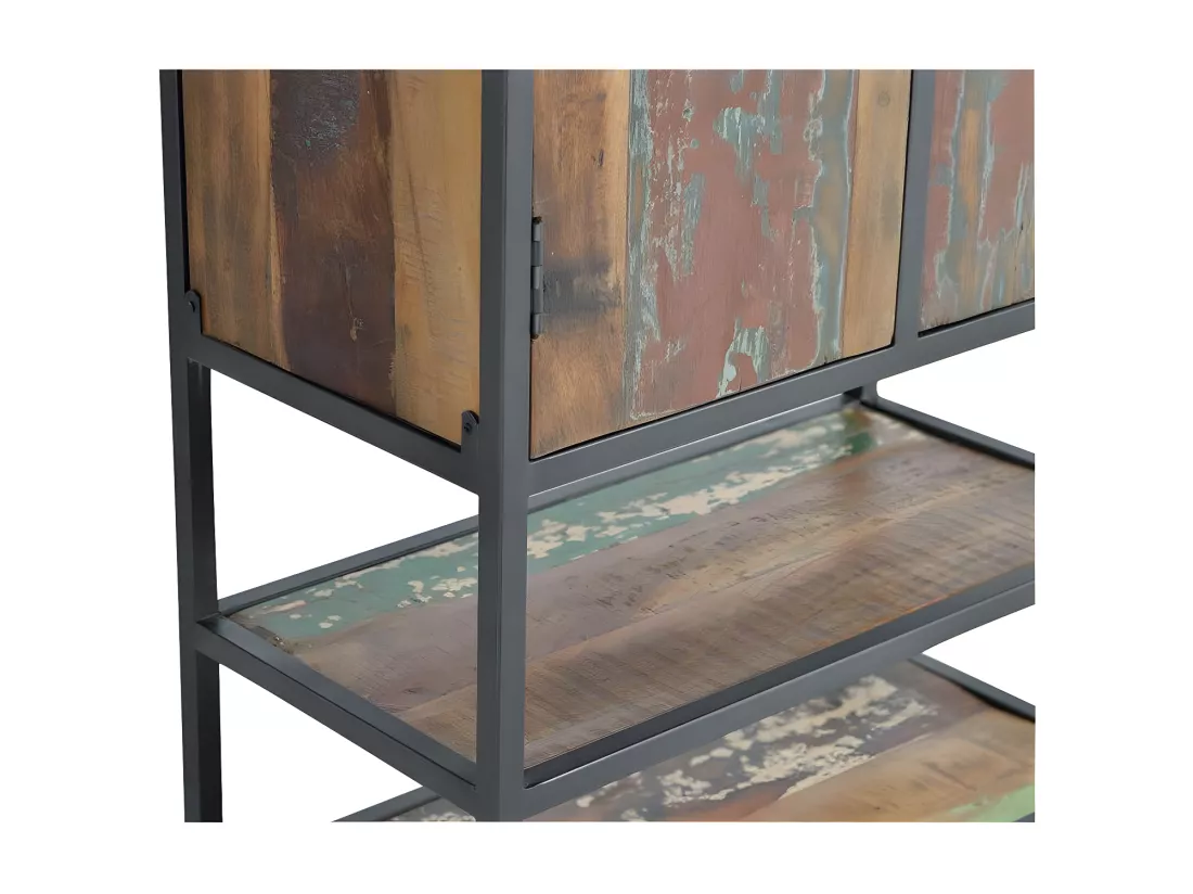 Armoire Bois-Métal Marron - Décoration d'Autrefois