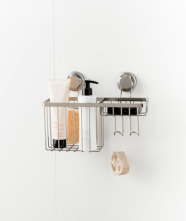Panier de douche et porte-savon Tenno avec ventouse acier chromé et ABS GoodHome