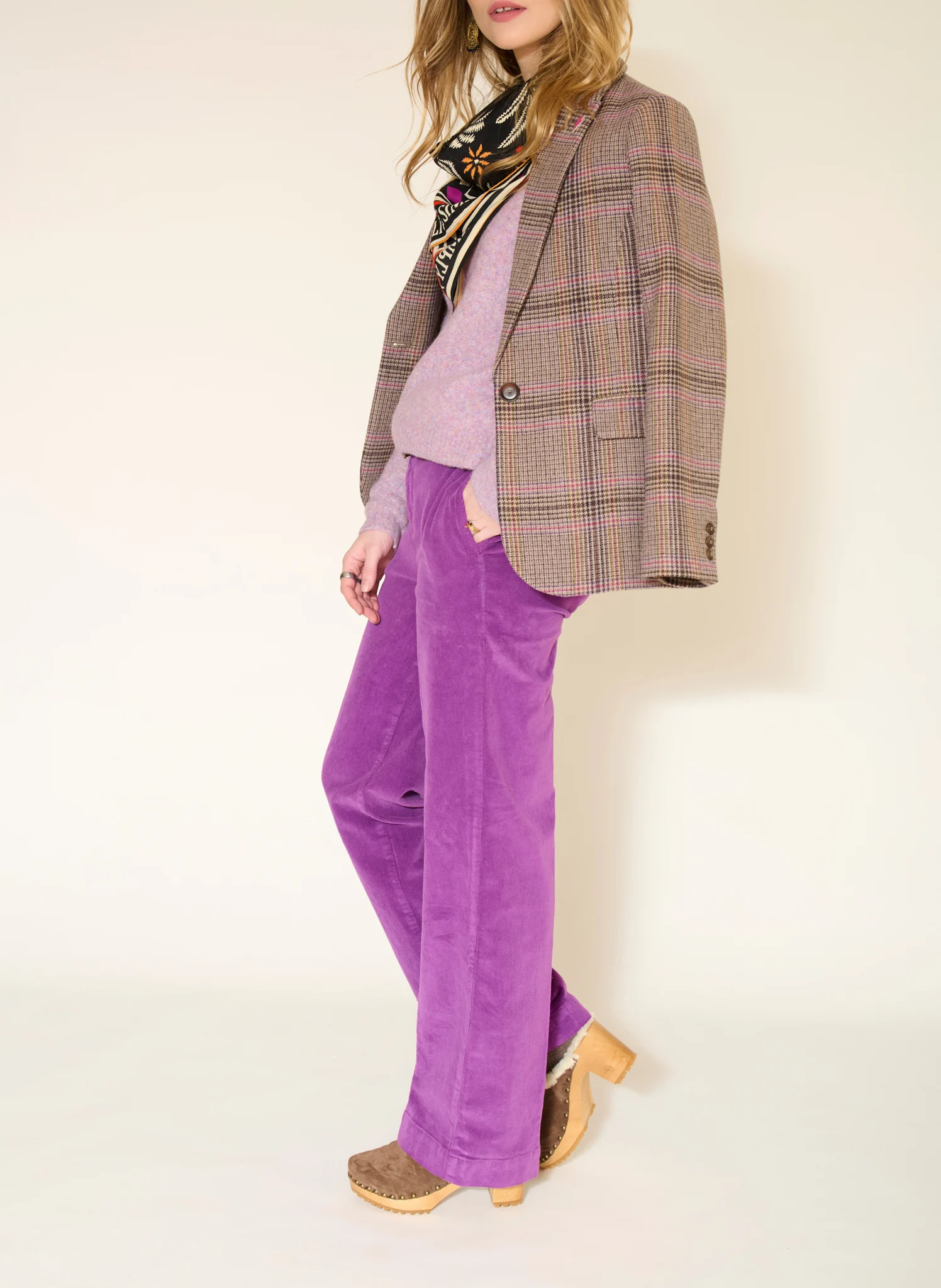 PINAMAR - Pantalon droit en coton mélangé | Violet