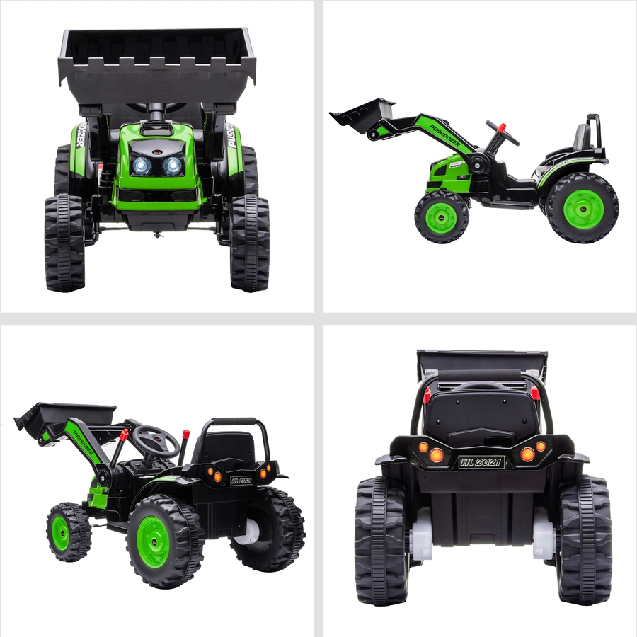 HOMCOM Elektrischer Kinderbagger mit Schaufel grün
