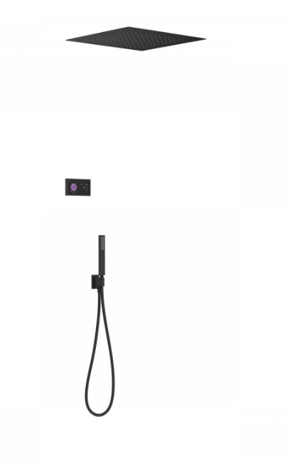 Tres Shower Technology elektronische inbouwthermostaat met regendouche 50x50cm en handdouche mat zwart