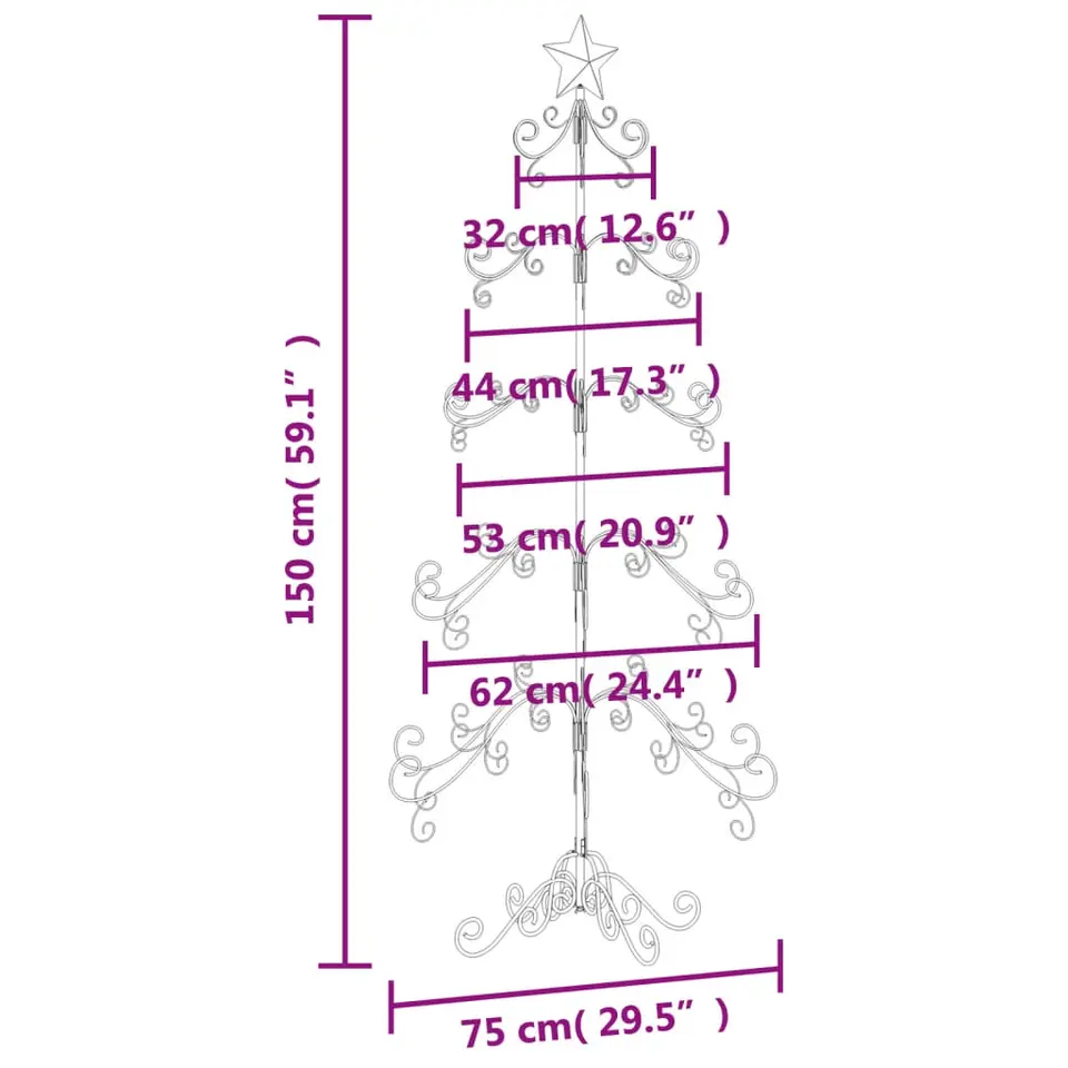 vidaXL - Metalen Kerstboom - Zwart - 150 cm