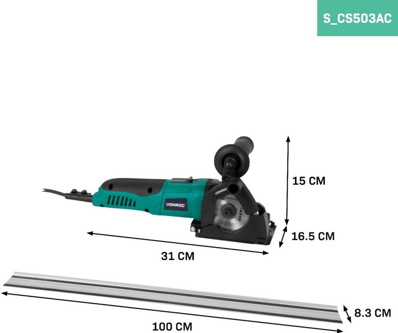 VONROC Mini Cirkelzaag - Ø85mm - 500W - Inclusief 3 Zaagbladen