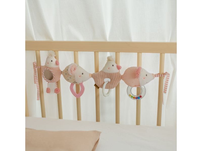 fehn Kinderwagenkette Rosa/Beige Mobile-Kette mit niedlichen Anhänger-Figuren zum flexiblen Aufhängen