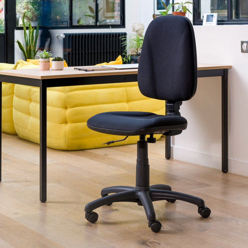 Chaise de bureau Twisty tissu Non feu M1 - avec ou sans accoudoirs - soutien lombaire - Mécanisme Contact permanent - Pieds noir