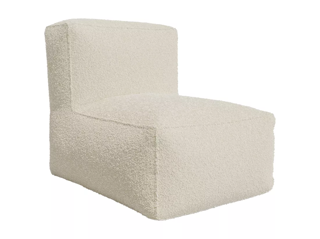 Canapé modulable avec fauteuil et pouf en tissu bouclette beige NOUMARA