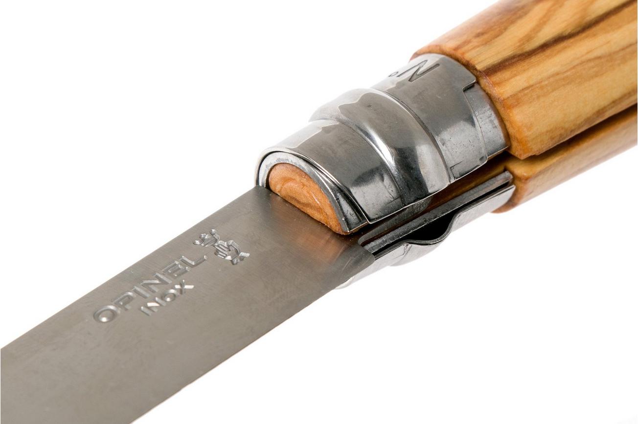 Opinel zakmes No. 8 Luxury Range met leren sheath, olijfhout