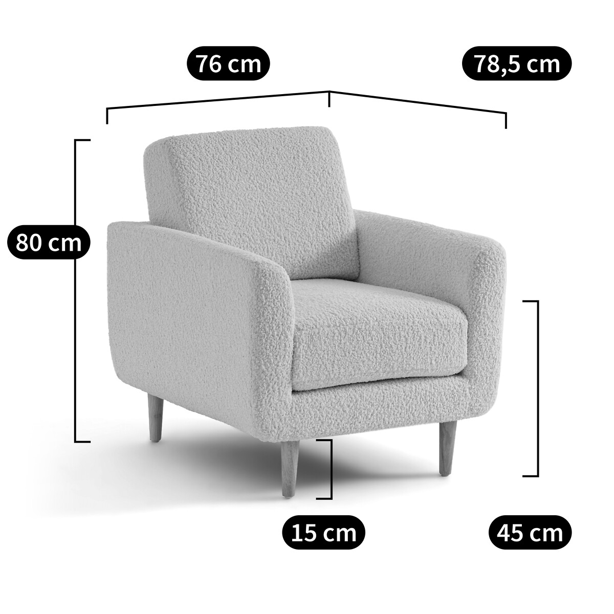 LA REDOUTE INTERIEURS<br>Poltrona Jimi bouclé
