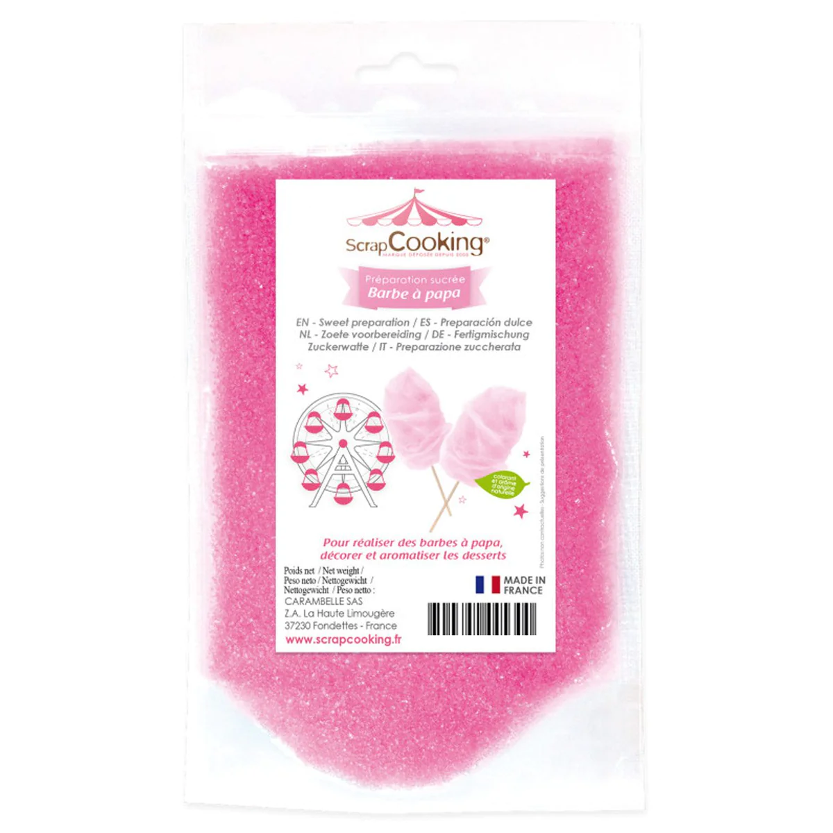 Préparation barbe à papa rose 640 g Scrapcooking