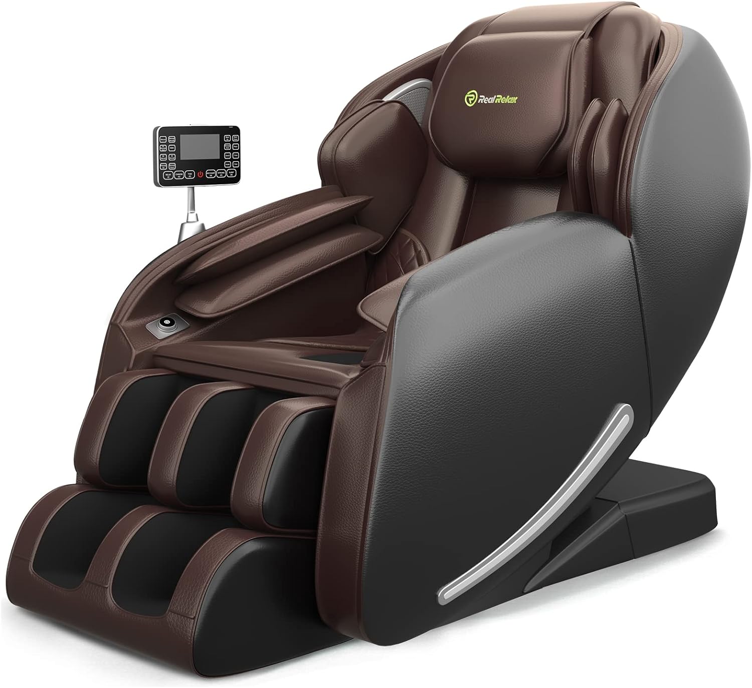 Poltrona de Massagem Real Relax, Corpo Inteiro com Gravidade Zero, Trilho SL, Massagem Shiatsu, Aquecimento, Escaneamento Corporal, Rolo de Massagem para os Pés, Controle por Aplicativo e Bluetooth, Favor-06 Marrom