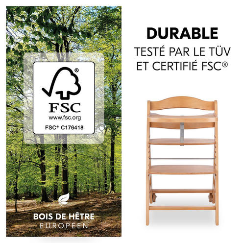 Chaise haute Beta+ avec accessoires - Bois - HAUCK