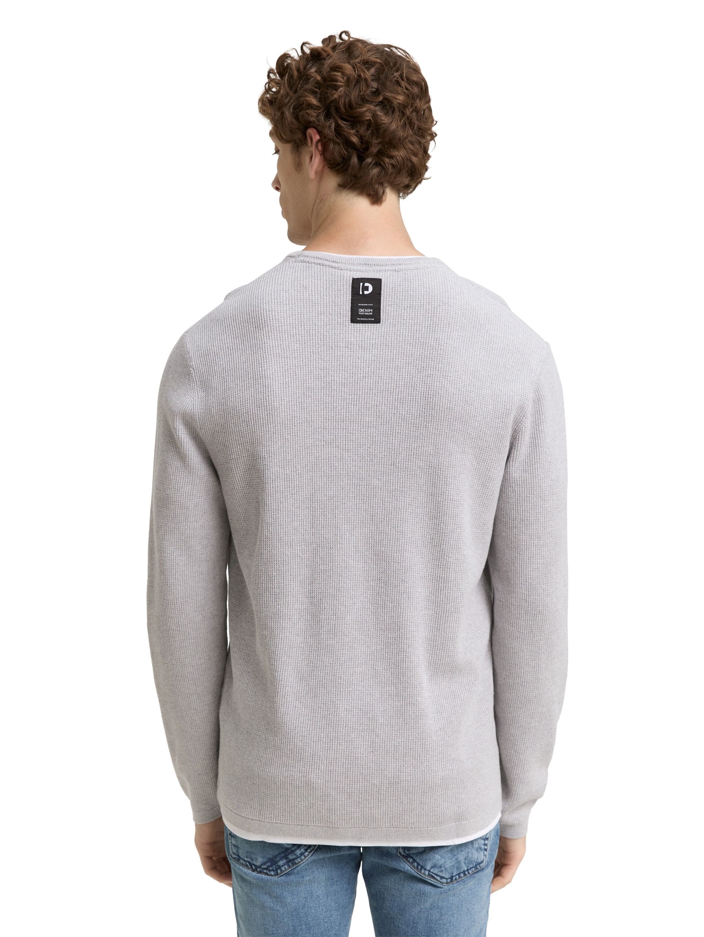TOM TAILOR Denim Strickpullover mit 2-in-1 Ausschnitt