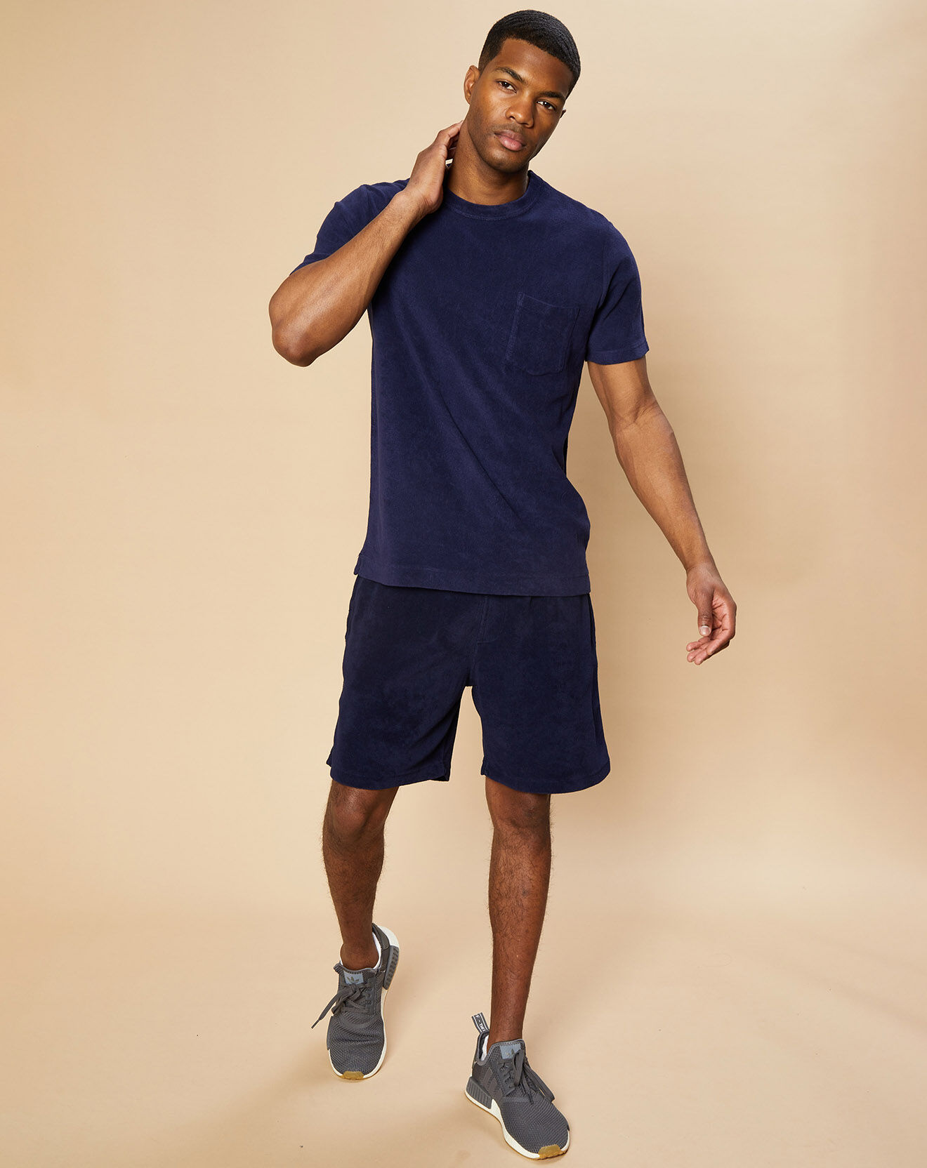 Hartford T-Shirt en éponge Pocket Crew marine