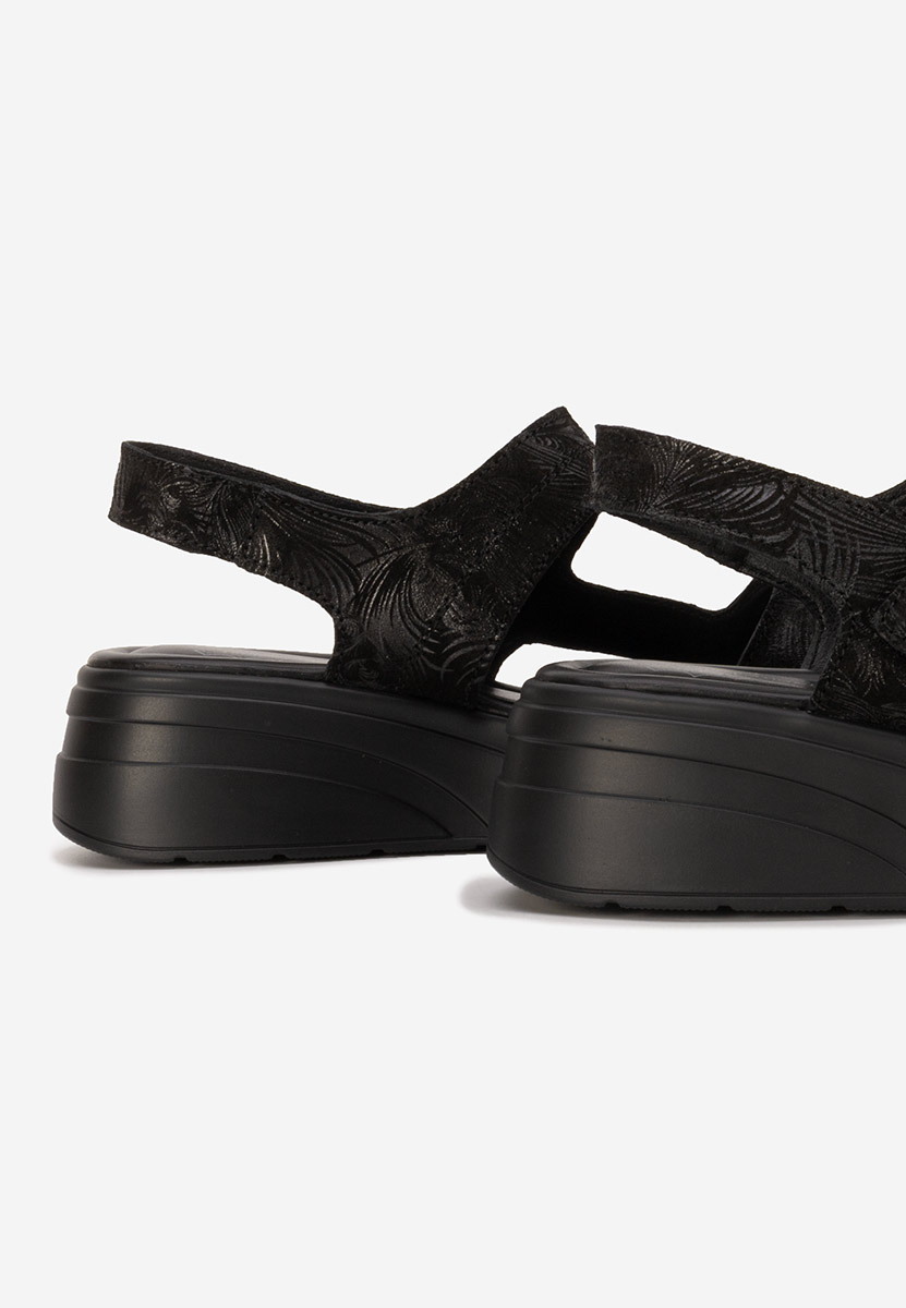 Sandales à plateforme en cuir noires Justinia