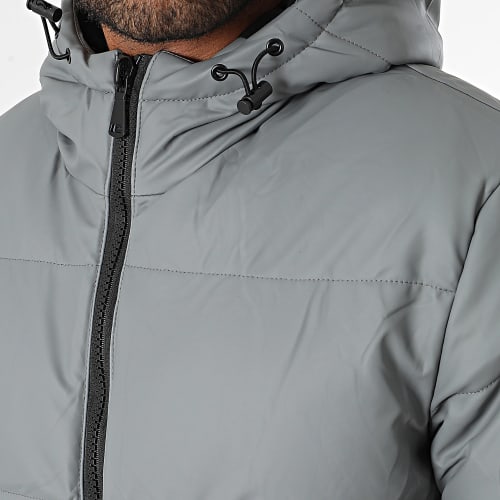 Doudoune Capuche Longue Gris