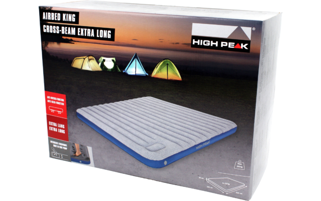 High Peak Air bed Cross Beam Extra Long Luftbett mit integrierter Pumpe hellgrau/blau
