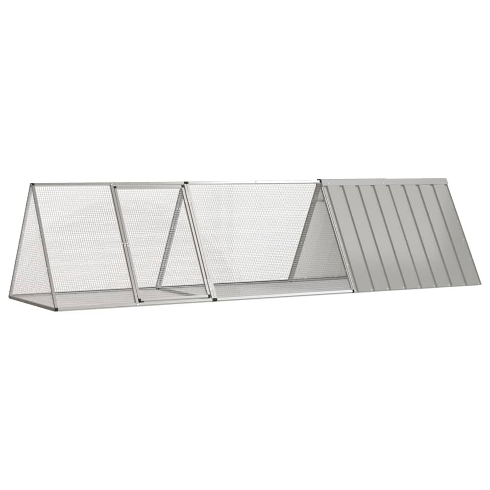 Cage pour lapin gris 302,5x80,5x71 cm acier galvanisé