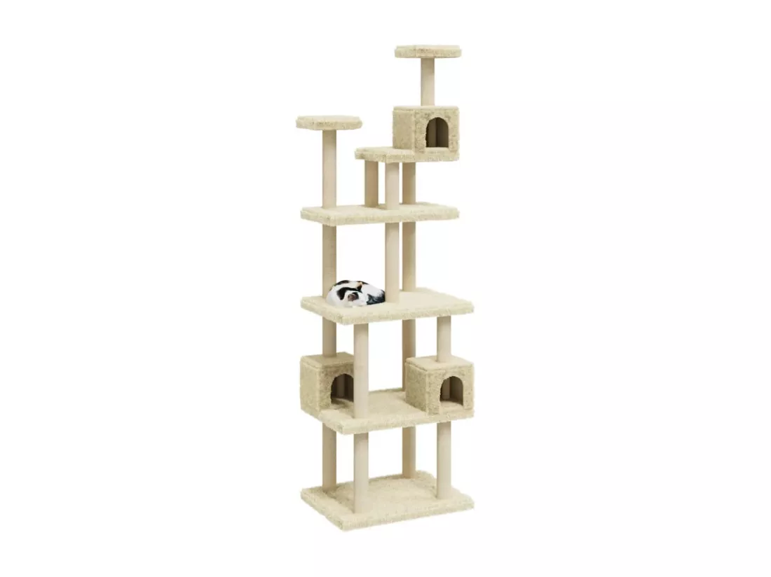 Arbre à chat avec griffoirs en sisal Crème 188 cm