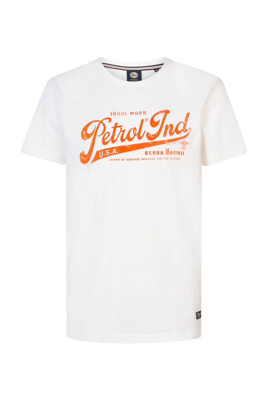 Petrol Industries T-shirt met logo wit/oranje